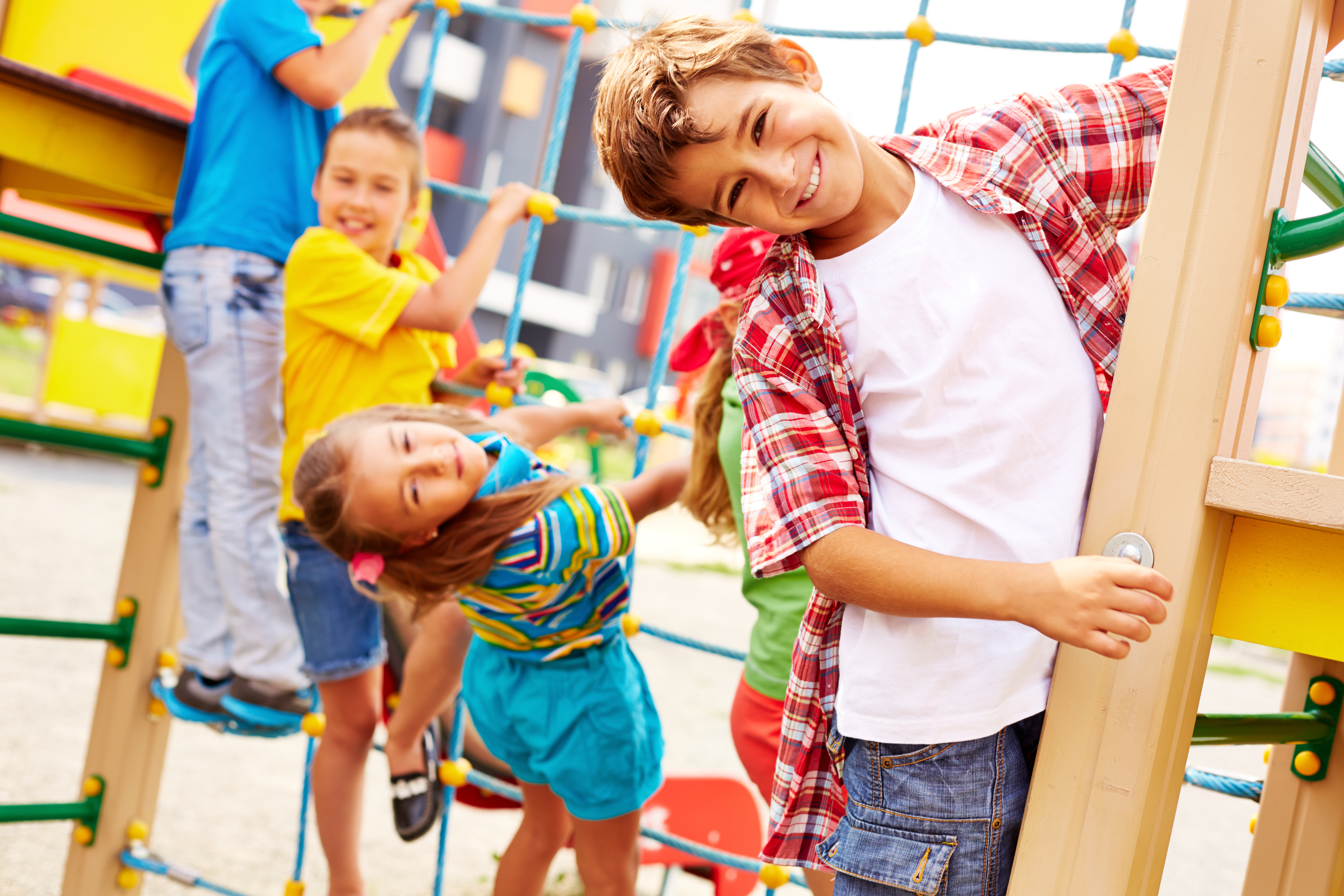 friends having fun playground